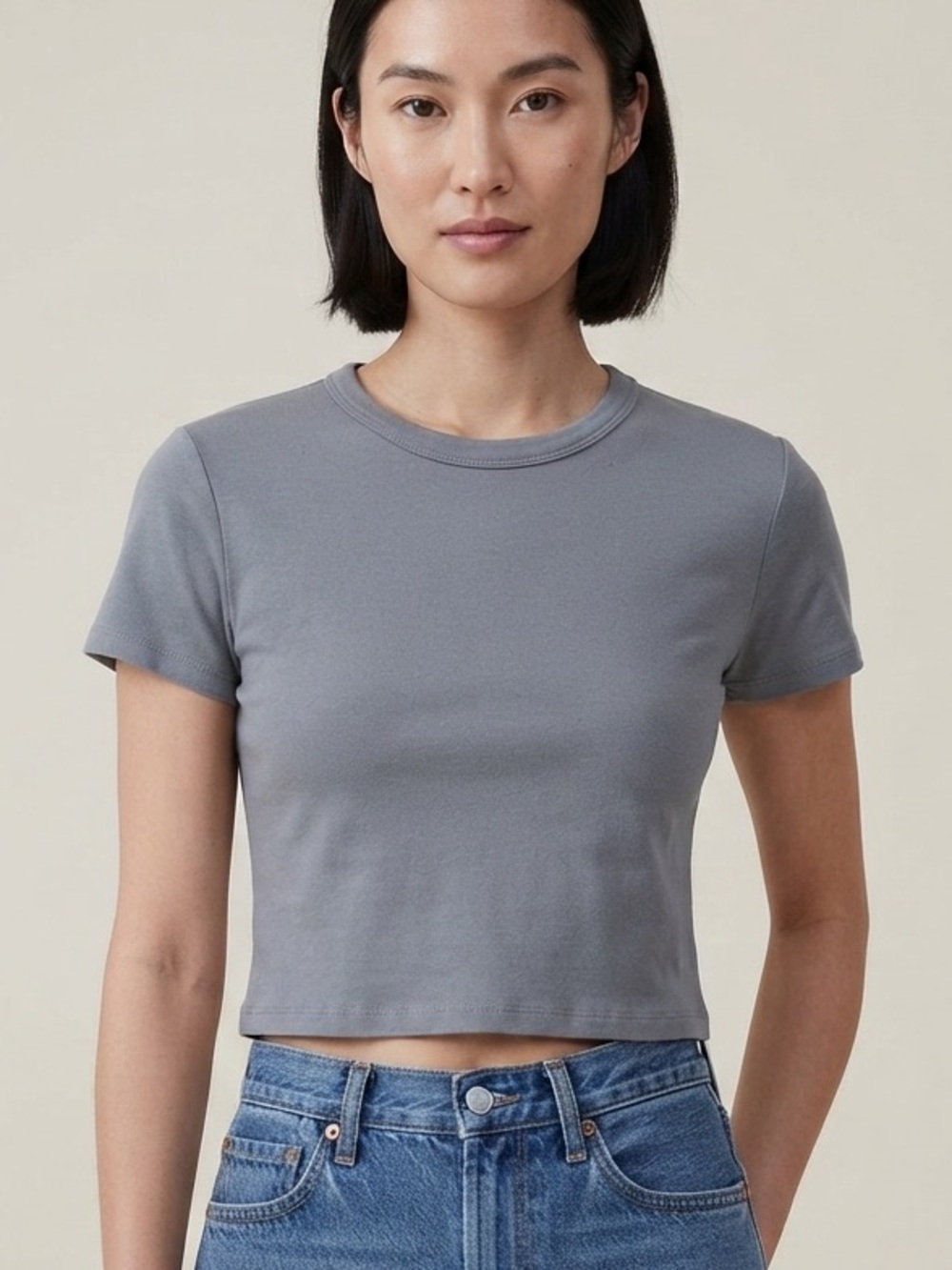 Aritzia Sunday Best Sz S Dusty Blue Grey Baby Tee Shirt